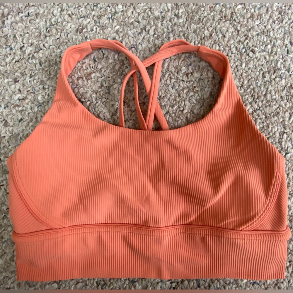 Lululemon Coral Ribbed Energy Bra